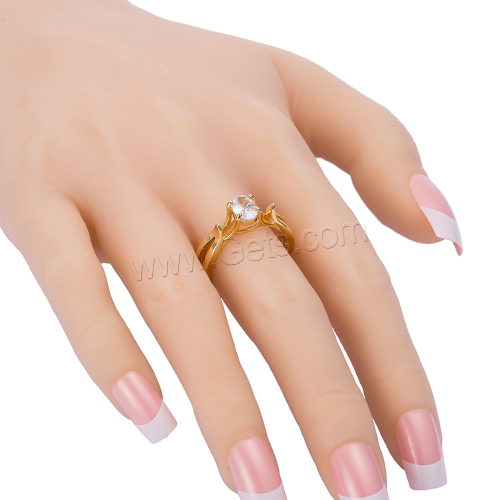 Gets® Finger Ring, Brass, real gold plated, different size for choice & with cubic zirconia & faceted, nickel, lead & cadmium free, 7mm, Sold By PC