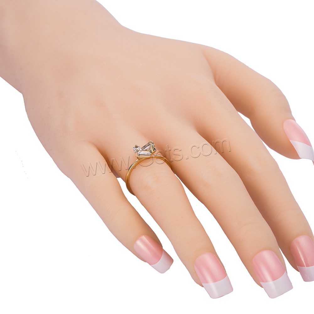 Gets® палец кольцо, Латунь, плакированный настоящим золотом, разный размер для выбора & с кубическим цирконием & граненый, не содержит никель, свинец, 10mm, продается PC