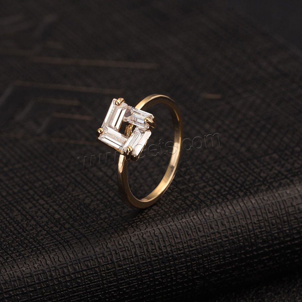 Gets® палец кольцо, Латунь, плакированный настоящим золотом, разный размер для выбора & с кубическим цирконием & граненый, не содержит никель, свинец, 10mm, продается PC