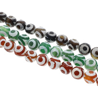 Tibetan Achat Perle, rund, verschiedene Größen vorhanden, keine, Bohrung:ca. 1.5mm, Länge:ca. 14.5 ZollInch, verkauft von Strang
