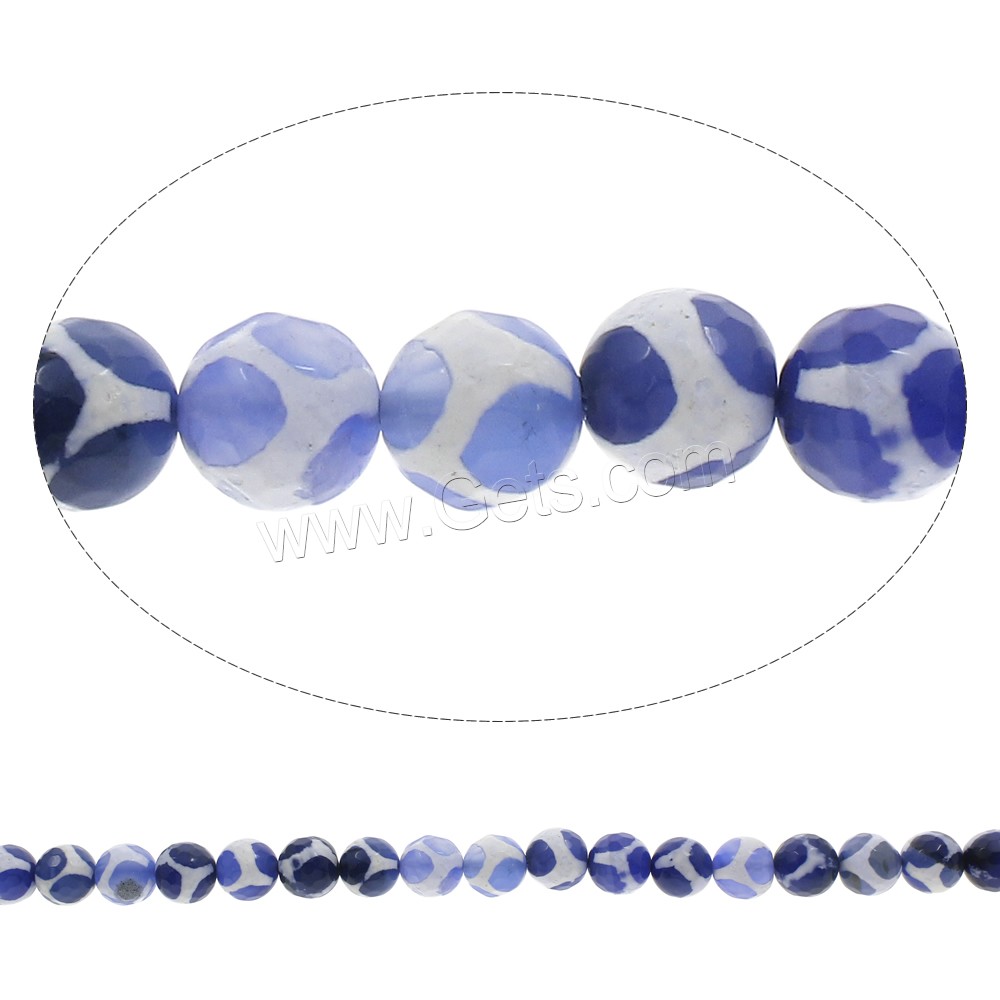 Tibetan Agate Beads, Round, different size for choice & faceted, more colors for choice, Hole:Approx 1.5mm, Length:Approx 14.5 Inch, Sold By Strand