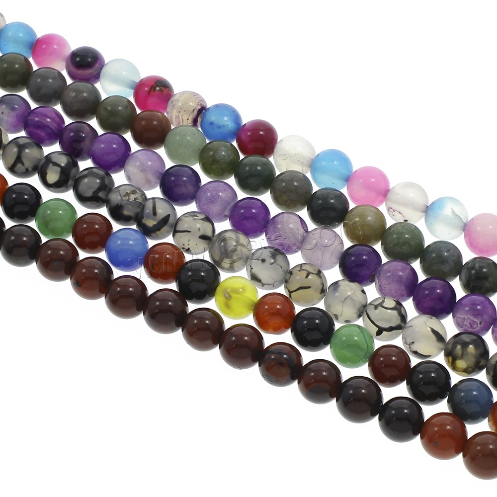 Gefärbte Achat Perlen, rund, verschiedene Größen vorhanden, keine, Bohrung:ca. 1.5mm, Länge:ca. 14.5 ZollInch, verkauft von Strang