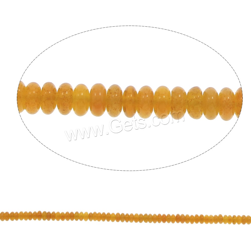 Gelber Achat Perle, Rondell, verschiedene Größen vorhanden, Bohrung:ca. 1mm, Länge:ca. 15 ZollInch, ca. 108PCs/Strang, verkauft von Strang