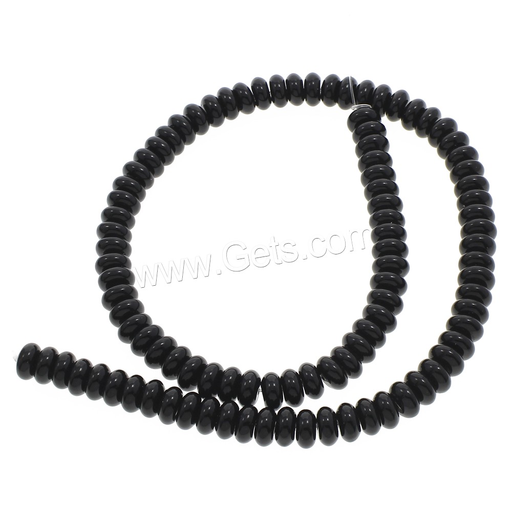 Schwarzer Achat Perle, Rondell, verschiedene Größen vorhanden, Bohrung:ca. 1mm, Länge:ca. 15 ZollInch, ca. 46PCs/Strang, verkauft von Strang