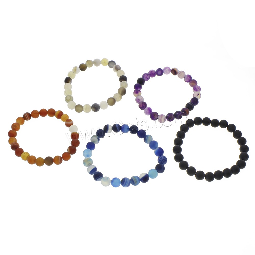 Streifen Achat Armbänder, rund, verschiedene Größen vorhanden & satiniert, keine, Länge:ca. 7 ZollInch, verkauft von Strang