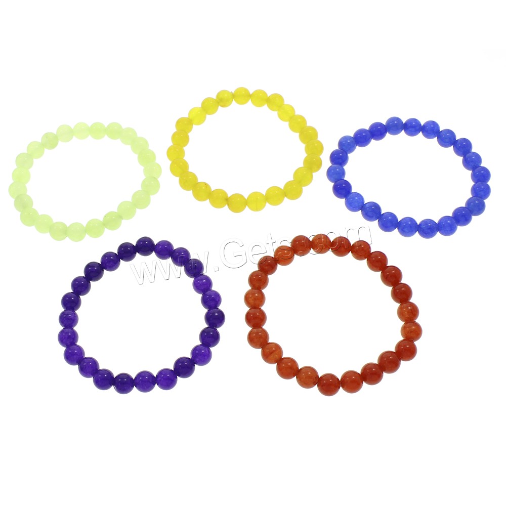 Bracelets de agate, Rond, normes différentes pour le choix, plus de couleurs à choisir, Longueur:Environ 7 pouce, Vendu par brin