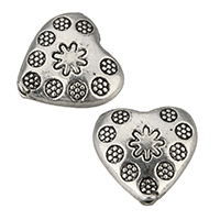 Бусины из сплава цинка в форме сердца, цинковый сплав, Сердце, плакированный цветом под старое серебро отверстие:Приблизительно 1.5mm, продается PC