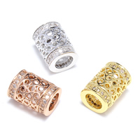Cubic Zirconia Micro Pave Brass Beads, Column, plated, micro pave cubic zirconia & large hole & hollow Approx 5mm 