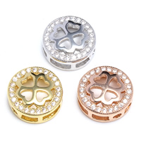 Cubic Zirconia Micro Pave Brass Beads, Flat Round, plated, micro pave cubic zirconia Approx 1mm 