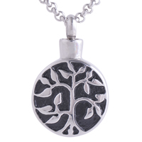 Cinerary Casket Pendant, Stainless Steel, Flat Round, also can be used to fill into perfume & blacken Approx 5mm 