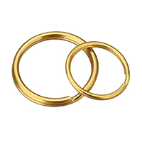 Stainless Steel Key Split Ring, gold color plated 