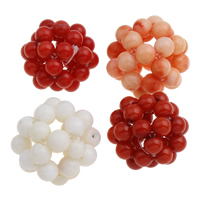 Natürliche Koralle Cluster Perlenball, rund, gemischte Farben, 4-5mm, 18-22mm, verkauft von PC