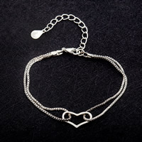 Zinc Alloy Iron Chain Bracelets, with iron chain, Heart, platinum color plated, box chain & , lead & cadmium free, 160mm Approx 6 Inch 