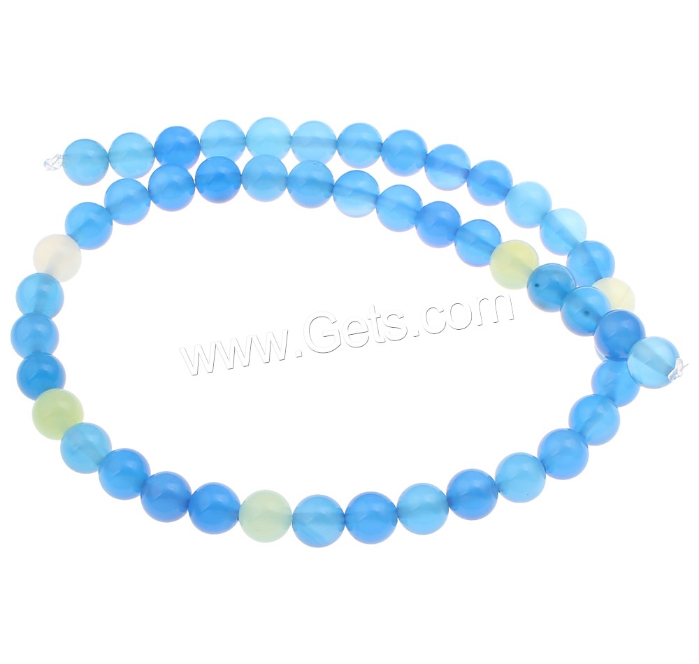 Natürliche blaue Achat Perlen, Blauer Achat, rund, synthetisch, verschiedene Größen vorhanden, Bohrung:ca. 1mm, Länge:ca. 15.5 ZollInch, verkauft von Strang