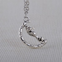 Zinc Alloy Iron Chain Necklace, with iron chain, Seahorse, platinum color plated, oval chain, lead & cadmium free Approx 19.5 Inch 