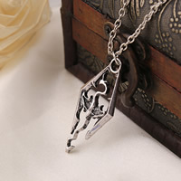Zinc Alloy Necklace, with iron chain, Dragon, antique silver color plated, oval chain, lead & cadmium free Approx 19.5 Inch 