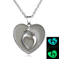 Luminated Necklace, Zinc Alloy, with iron chain, with 5cm extender chain, Heart, platinum color plated, oval chain & enamel lead & cadmium free Approx 17.5 Inch 