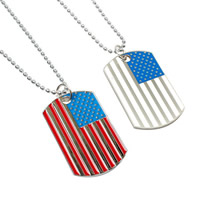 Zinc Alloy Sweater Chain Necklace, platinum color plated, united states flag pattern & with star pattern & ball chain & enamel Approx 23.6 Inch 