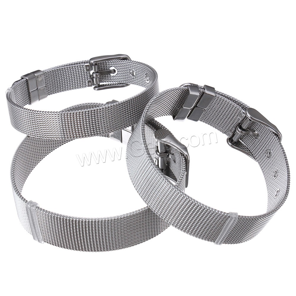 Stainless Steel Mesh Belt Buckle Bracelet, adjustable & different size for choice, original color, Length:Approx 8.5 Inch, Sold By Strand