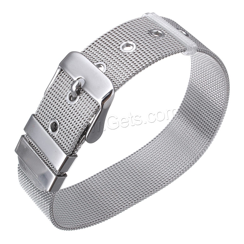 Stainless Steel Mesh Belt Buckle Bracelet, adjustable & different size for choice, original color, Length:Approx 8.5 Inch, Sold By Strand