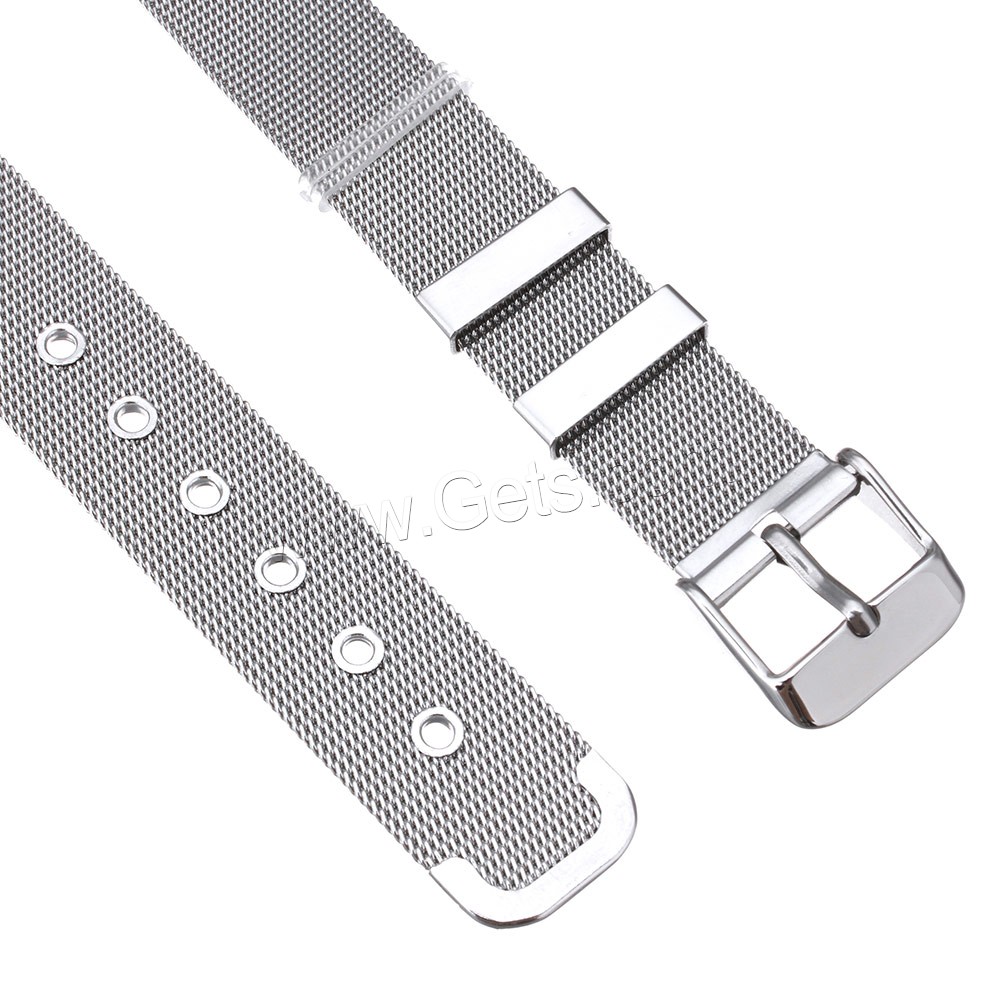 De malla de acero inoxidable Hebilla de cinturón de pulsera, ajustable & diverso tamaño para la opción, color original, longitud:aproximado 8.5 Inch, Vendido por Sarta
