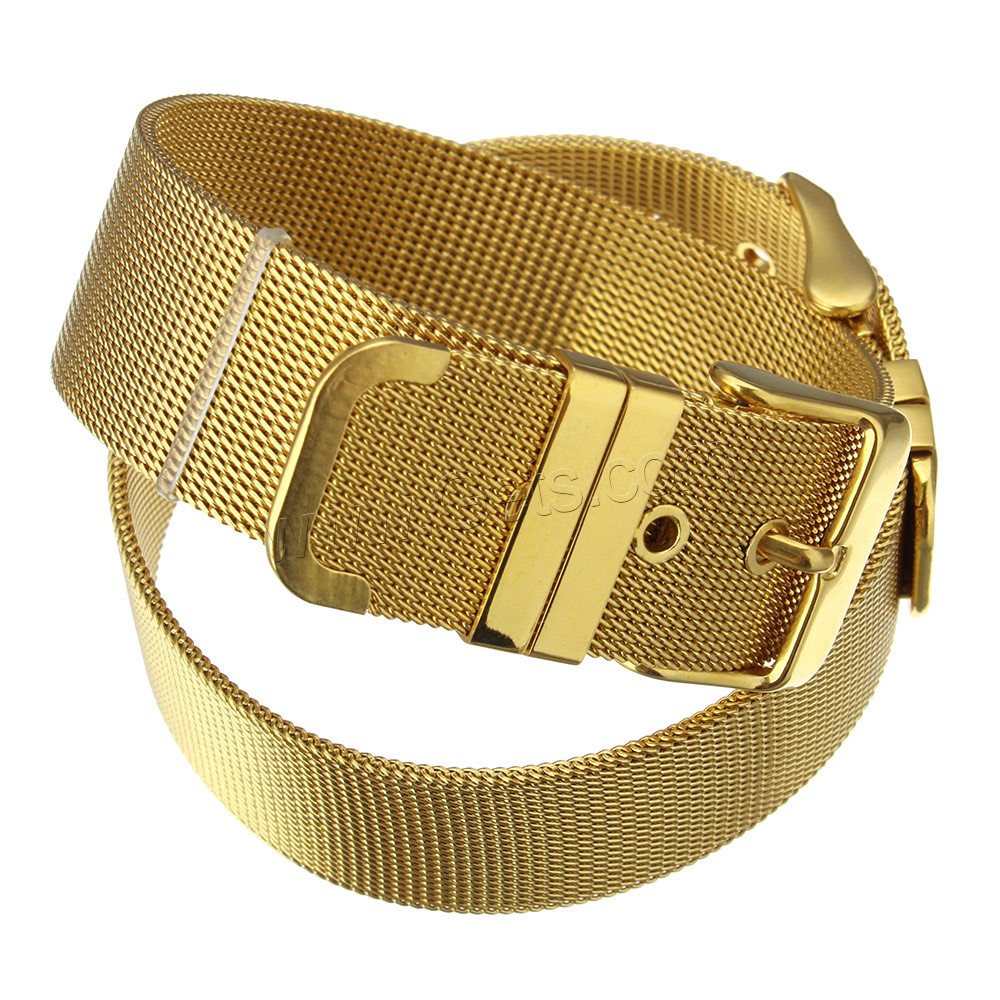 De malla de acero inoxidable Hebilla de cinturón de pulsera, chapado en color dorado, ajustable & diverso tamaño para la opción, longitud:aproximado 8.5 Inch, Vendido por Sarta