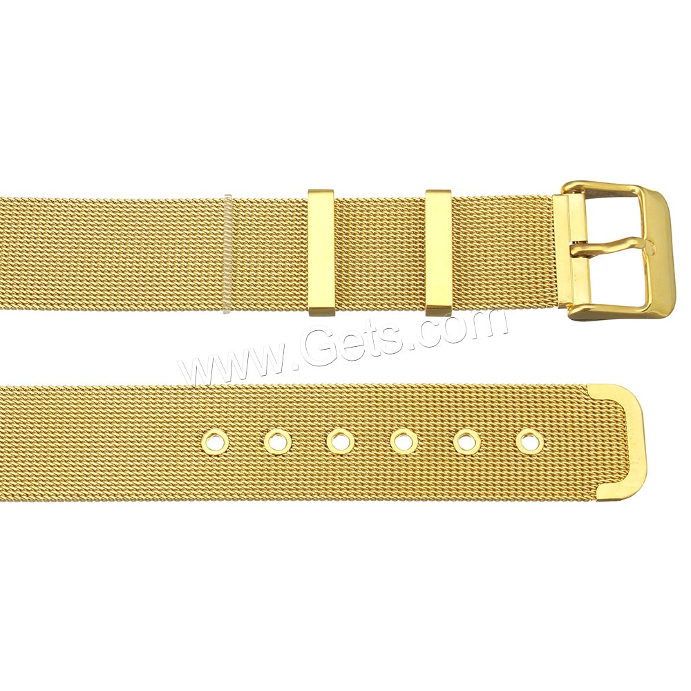 Stainless Steel Mesh Belt Buckle Bracelet, gold color plated, adjustable & different size for choice, Length:Approx 8.5 Inch, Sold By Strand