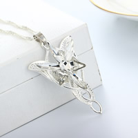 Zinc Alloy Iron Chain Necklace, with iron chain, silver color plated, Singapore chain, lead & cadmium free Approx 17.5 Inch 