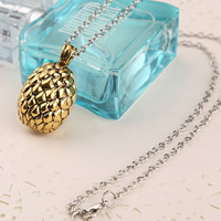 Zinc Alloy Iron Chain Necklace, with iron chain, Pineapple, plated, oval chain & two tone & double-sided, lead & cadmium free Approx 17.5 Inch 