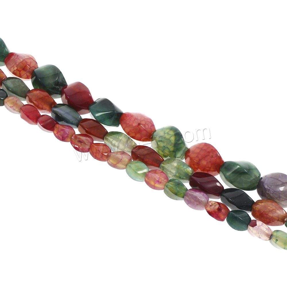 Crackle Agate Beads, Twist, different size for choice, mixed colors, Hole:Approx 1mm, Length:Approx 15-15.5 Inch, Sold By Strand