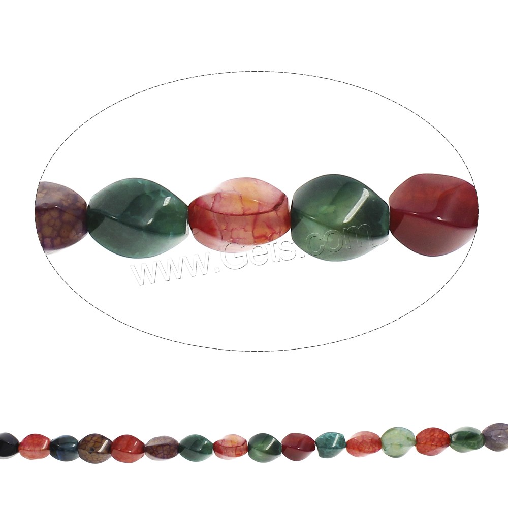 Crackle Agate Beads, Twist, different size for choice, mixed colors, Hole:Approx 1mm, Length:Approx 15-15.5 Inch, Sold By Strand