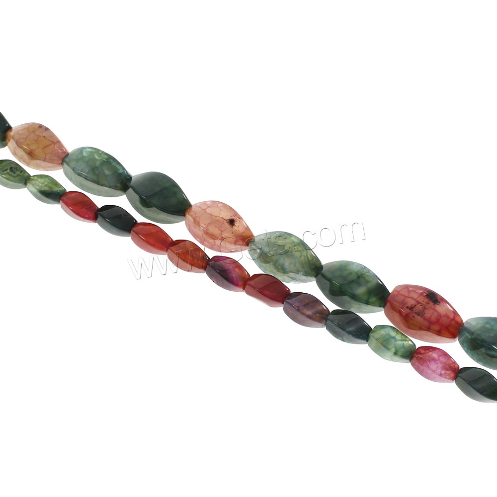 Crackle Agate Beads, Twist, different size for choice, mixed colors, Hole:Approx 1mm, Length:Approx 14-15 Inch, Sold By Strand