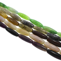 Geknister Achat Perle, oval, keine, 12x37mm-15x41mm, Bohrung:ca. 2mm, Länge:ca. 15.5 ZollInch, ca. 10PCs/Strang, verkauft von Strang