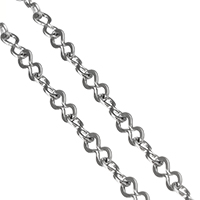 Cadena de enlace de cable de acero ioxidable, acero inoxidable, cadena figura-8, color original, 4.5x2x0.1mm, Vendido por m