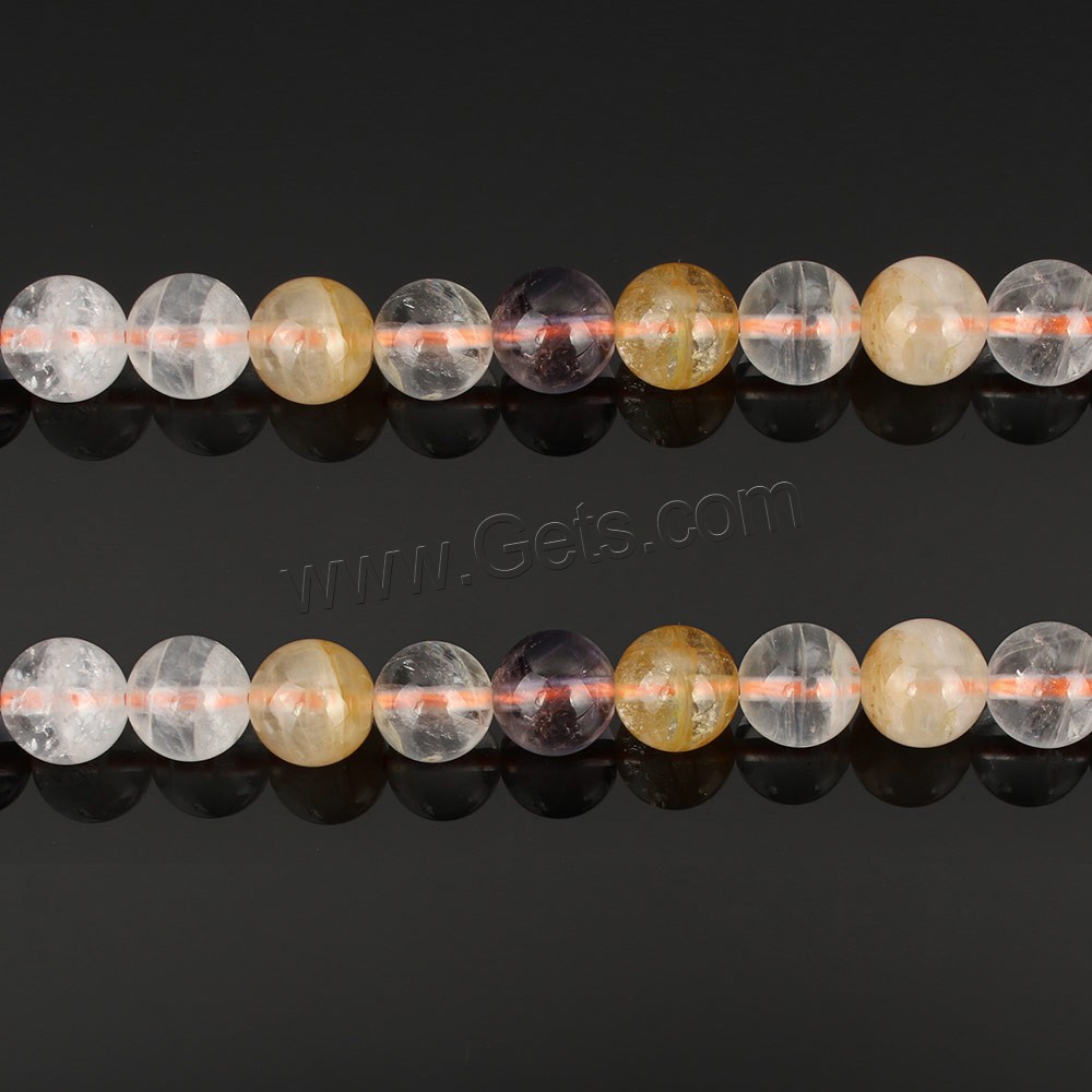 Perles d'Amétrine naturelle, Ametrine, Rond, normes différentes pour le choix, Trou:Environ 1mm, Longueur:Environ 15.5 pouce, Vendu par brin