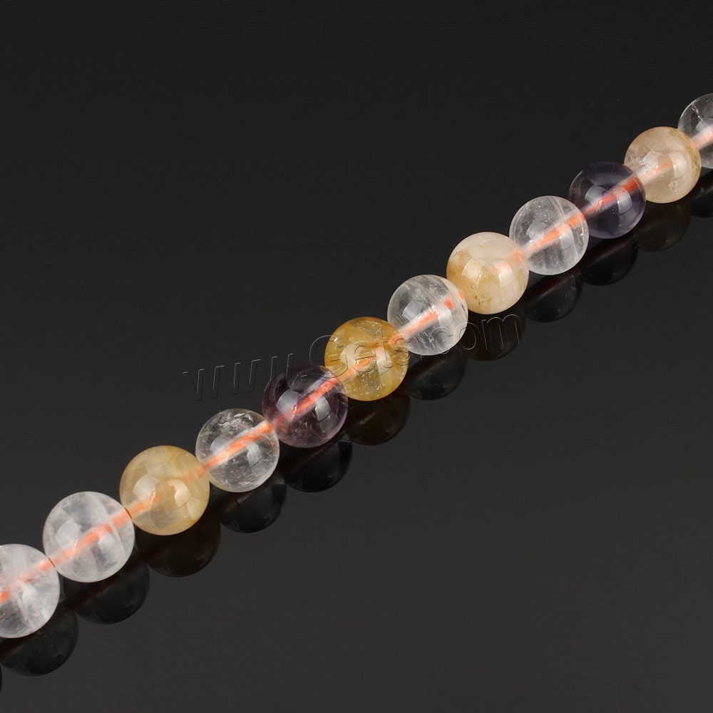 Natürliche Ametrin Perlen, rund, verschiedene Größen vorhanden, Bohrung:ca. 1mm, Länge:ca. 15.5 ZollInch, verkauft von Strang