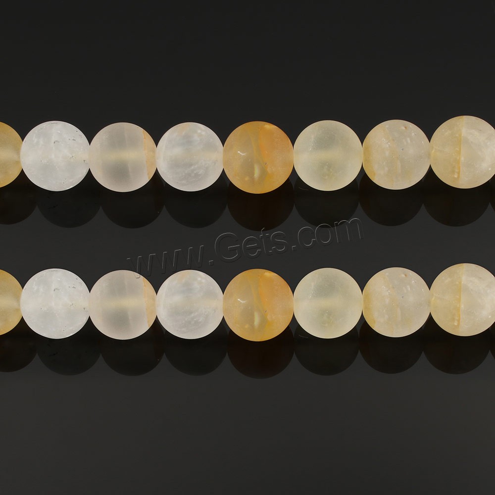 Cristal en jaune naturelles, perles de citrine, Rond, Novembre Birthstone & normes différentes pour le choix & givré, Trou:Environ 1mm, Longueur:Environ 15.3 pouce, Vendu par brin