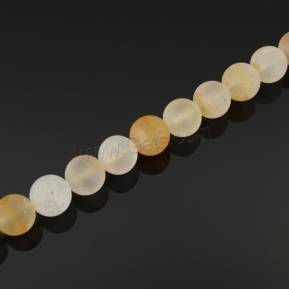 Cristal en jaune naturelles, perles de citrine, Rond, Novembre Birthstone & normes différentes pour le choix & givré, Trou:Environ 1mm, Longueur:Environ 15.3 pouce, Vendu par brin