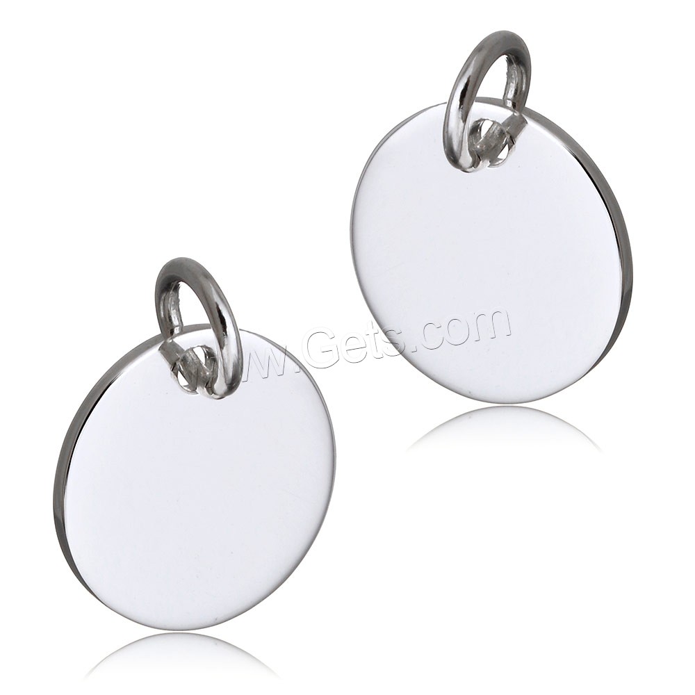 Sterling Silver Tag, 925 Sterling Silver, Flat Round, plated, different size for choice, more colors for choice, Hole:Approx 4mm, Sold By PC