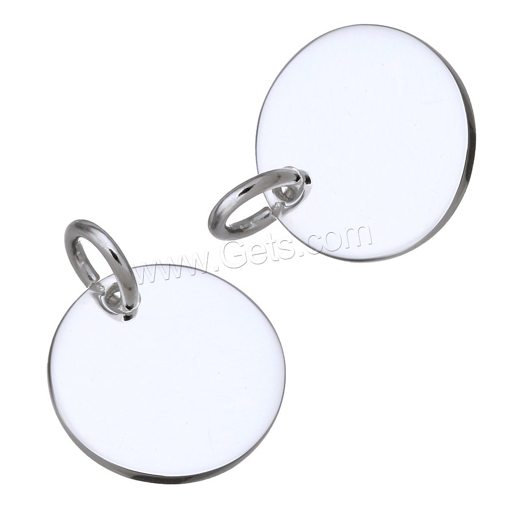 Sterling Silver Tag, 925 Sterling Silver, Flat Round, plated, different size for choice, more colors for choice, Hole:Approx 4mm, Sold By PC