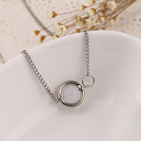 Resin Zinc Alloy Necklace, with iron chain & Resin, Donut, antique silver color plated, twist oval chain, lead & cadmium free, 16mm Approx 19.6 Inch 
