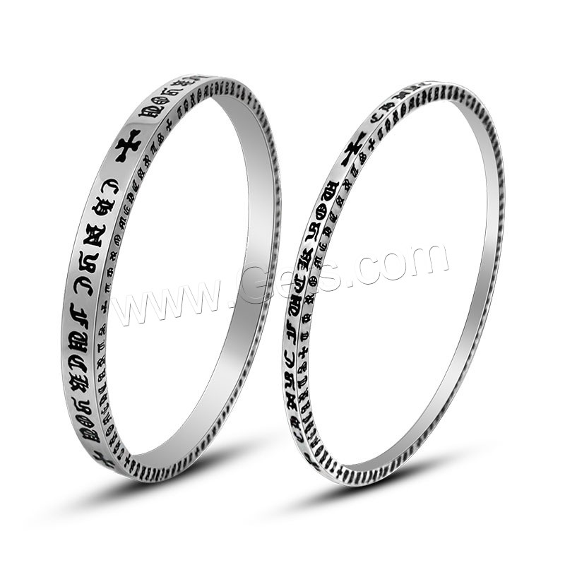Titanium Steel Bangle, different size for choice & blacken, original color, Inner Diameter:Approx 60mm, Length:Approx 7.5 Inch, Sold By PC