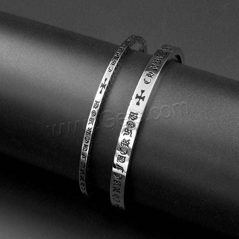 Acier titane bracelet ordinaire, normes différentes pour le choix & noircir, couleur originale, Diamètre intérieur:Environ 60mm, Longueur:Environ 7.5 pouce, Vendu par PC