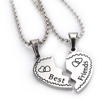 Zinc Alloy Puzzle Friendship Necklace, with iron chain, Heart, word best friend, antique silver color plated, ball chain & enamel, lead & cadmium free Approx 17.7 Inch 