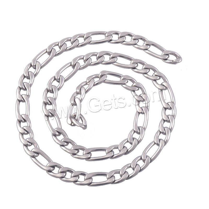 Stainless Steel Figaro Chain, different size for choice, original color, Sold By m