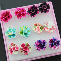 Resin Stud Earring, plastic post pin, Flower, mixed colors, 20mm 