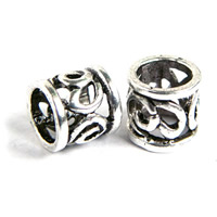 Zinc Alloy Large Hole Beads, Column, antique silver color plated, hollow Approx 6mm 