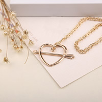Zinc Alloy Necklace, with iron chain, Heart, gold color plated, oval chain, lead & cadmium free Approx 19.6 Inch 