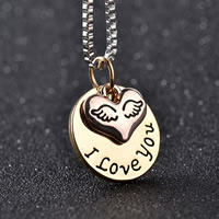 Zinc Alloy Iron Chain Necklace, with iron chain, Heart, word I love you, plated, box chain & enamel, lead & cadmium free, 20mm Approx 17.7 Inch 