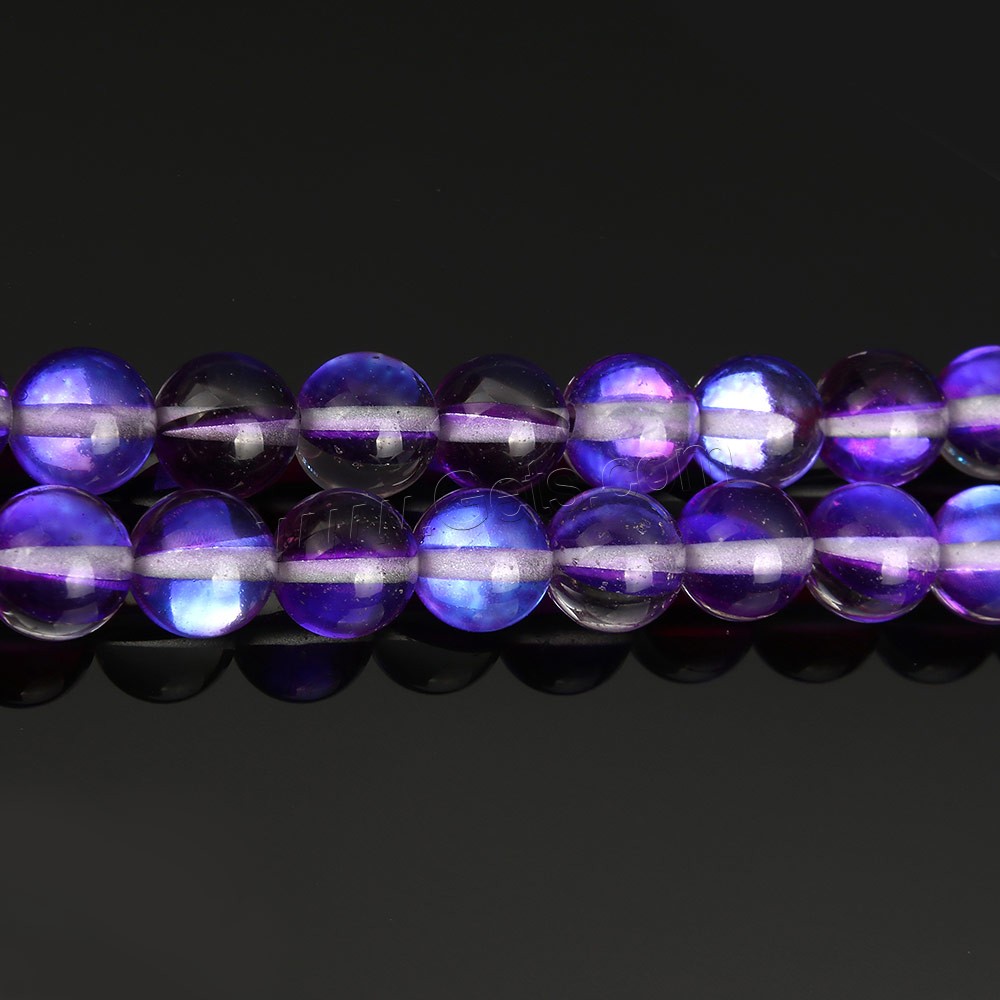 Glas Perle, rund, keine, Bohrung:ca. 1mm, Länge:ca. 15.5 ZollInch, verkauft von Strang
